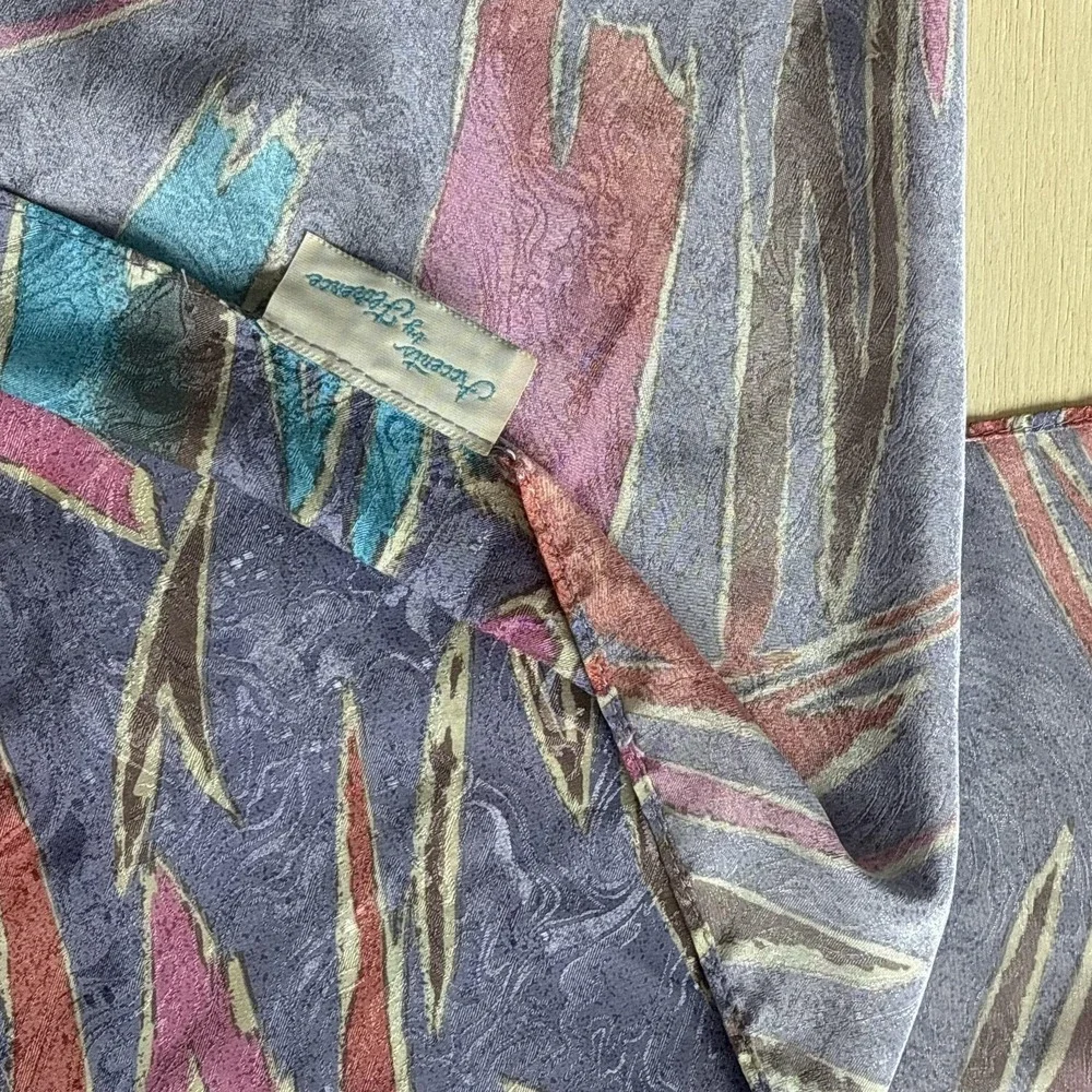 Vintage Purple Geometric Satin Scarf Womens One Size Rectangle‎ Abstract Print